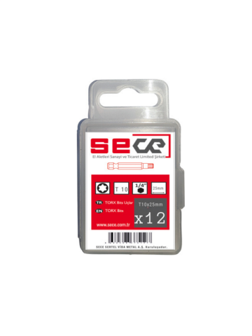 Sece 1/4'' Torx Bits Uç T10X25 Mm 12 Adet