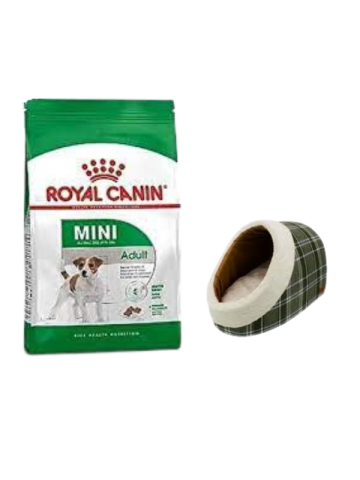 Royal Canin Mini Adult Yetişkin Kuru Köpek Maması  4 Kg,Mia Alaska Ekose Yeşil Yatak