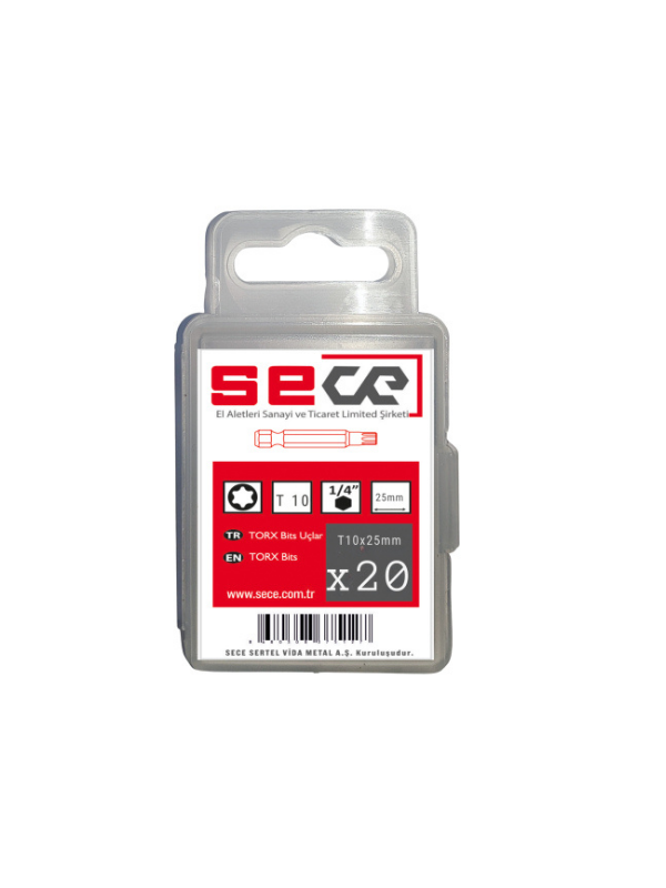 Sece 1/4'' Torx Bits Uç T10X25 Mm 20 Adet