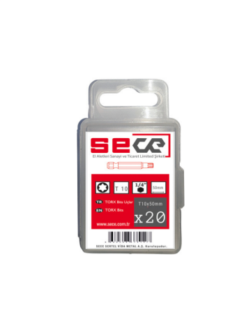 Sece 1/4'' Torx Bits Uç T10X50 Mm 20 Adet