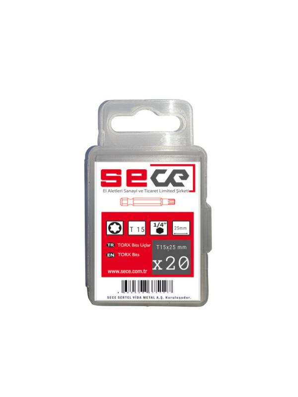 Sece 1/4'' Torx Bits Uç T15X25 Mm 20 Adet