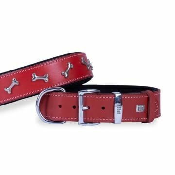 Doggie Konfor Deri Kemik Süslü Boyun Tasması Kırmızı 4X52-60Cm