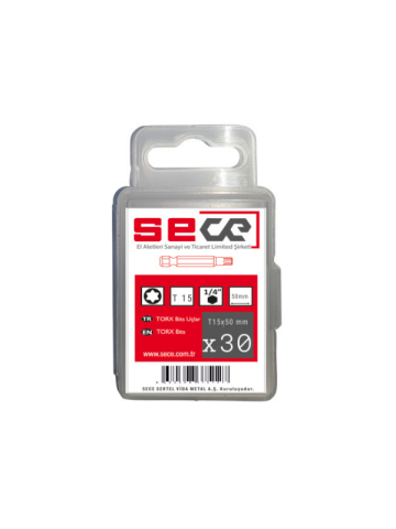 Sece 1/4'' Torx Bits Uç T15X50 Mm 30 Adet