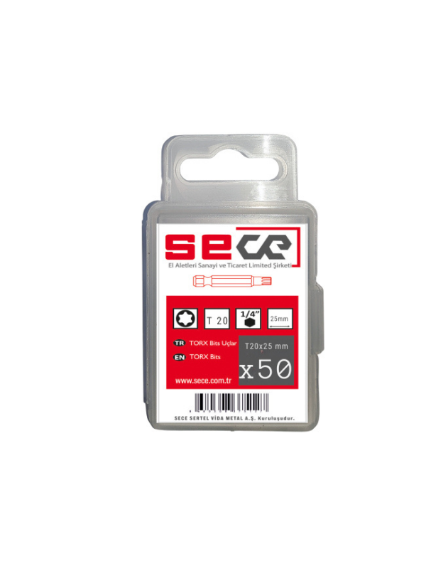 Sece 1/4'' Torx Bits Uç T20X25 Mm 50 Adet