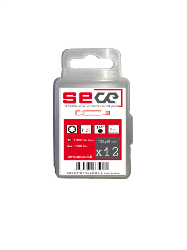 Sece 1/4'' Torx Bits Uç T20X50 Mm 12 Adet