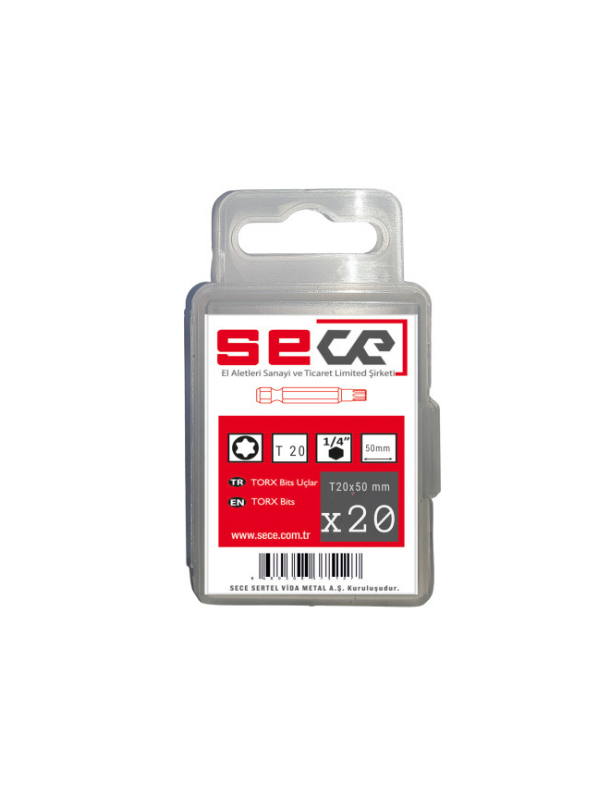 Sece 1/4'' Torx Bits Uç T20X50 Mm 20 Adet