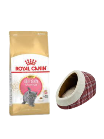 Royal Canin British Shorthair Kitten Yavru Kuru Kedi Maması  2 Kg,Mia Alaska Ekose Kırmızı Yatak