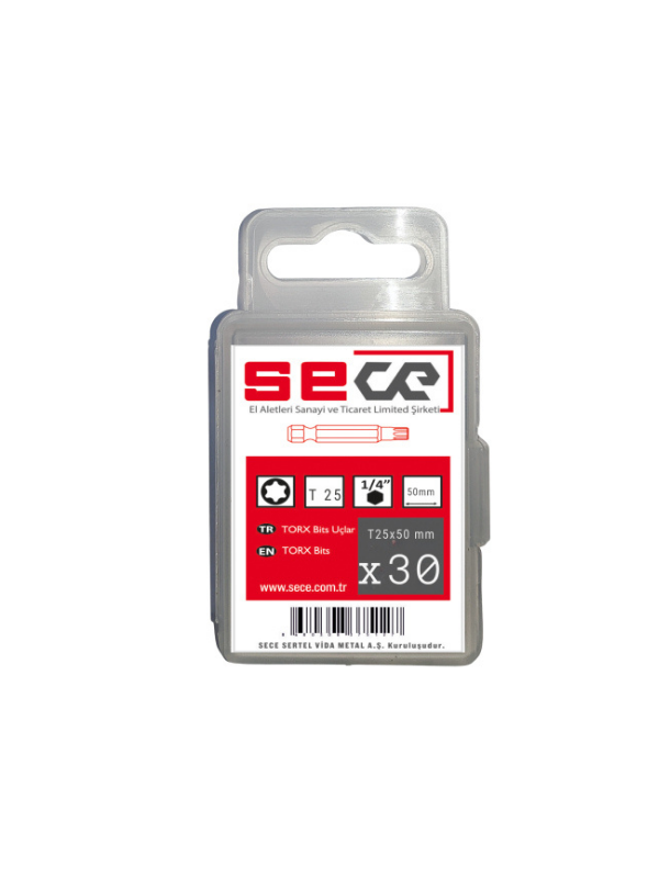 Sece 1/4'' Torx Bits Uç T25X50 Mm 30 Adet