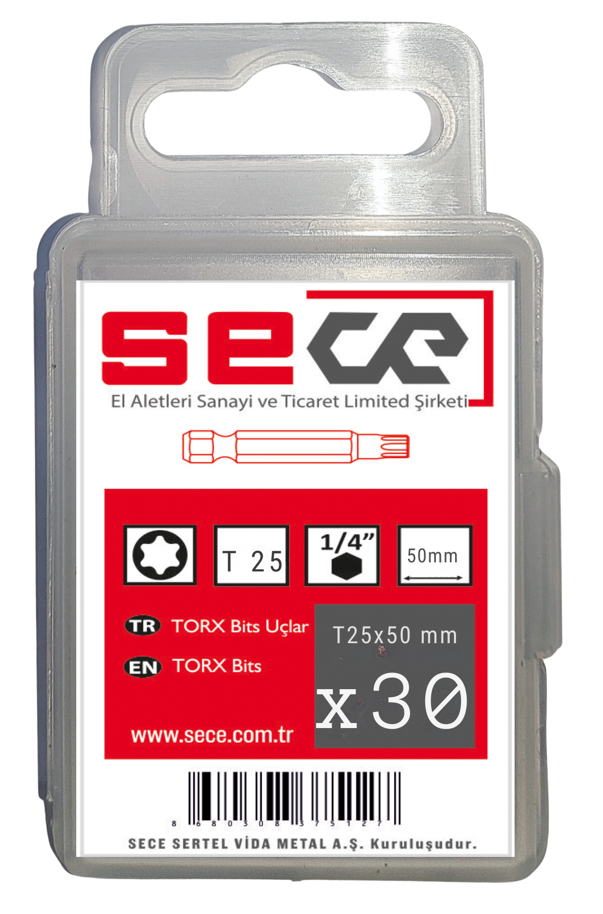 Sece 1/4'' Torx Bits Uç T25X50 Mm 30 Adet