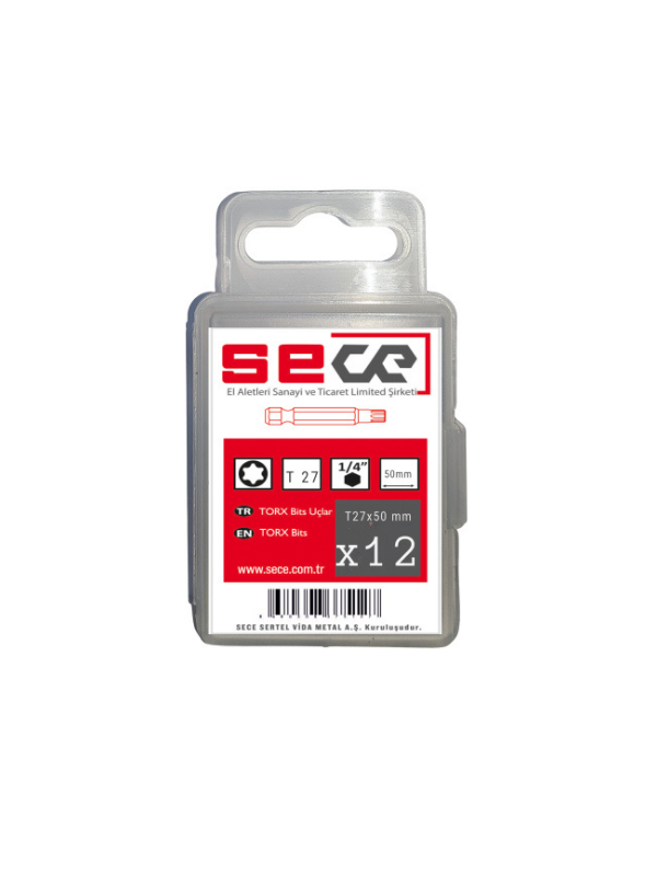 Sece 1/4'' Torx Bits Uç T27X50 Mm 12 Adet