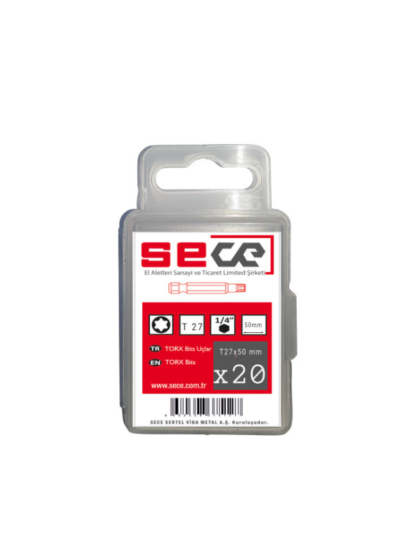 Sece 1/4'' Torx Bits Uç T27X50 Mm 20 Adet