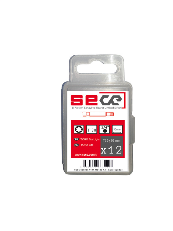 Sece 1/4'' Torx Bits Uç T30X50 Mm 12 Adet
