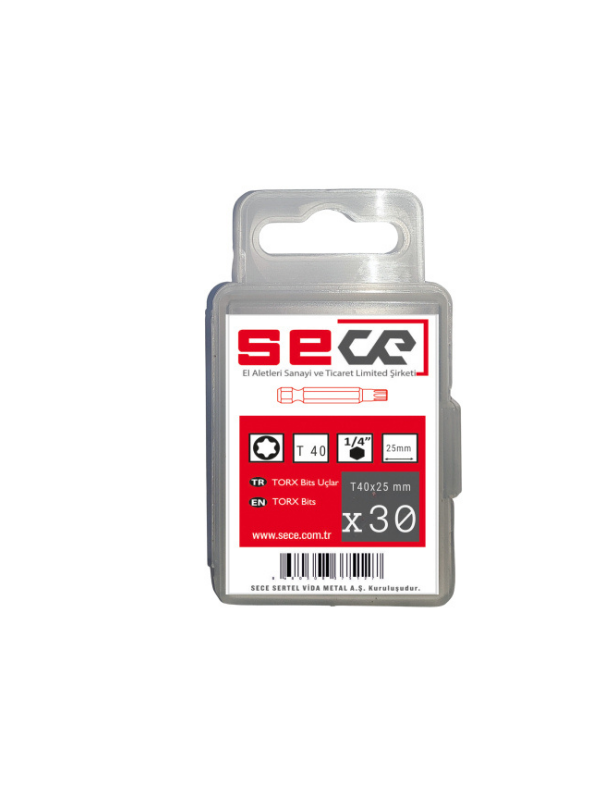 Sece 1/4'' Torx Bits Uç T40X25 Mm 30 Adet