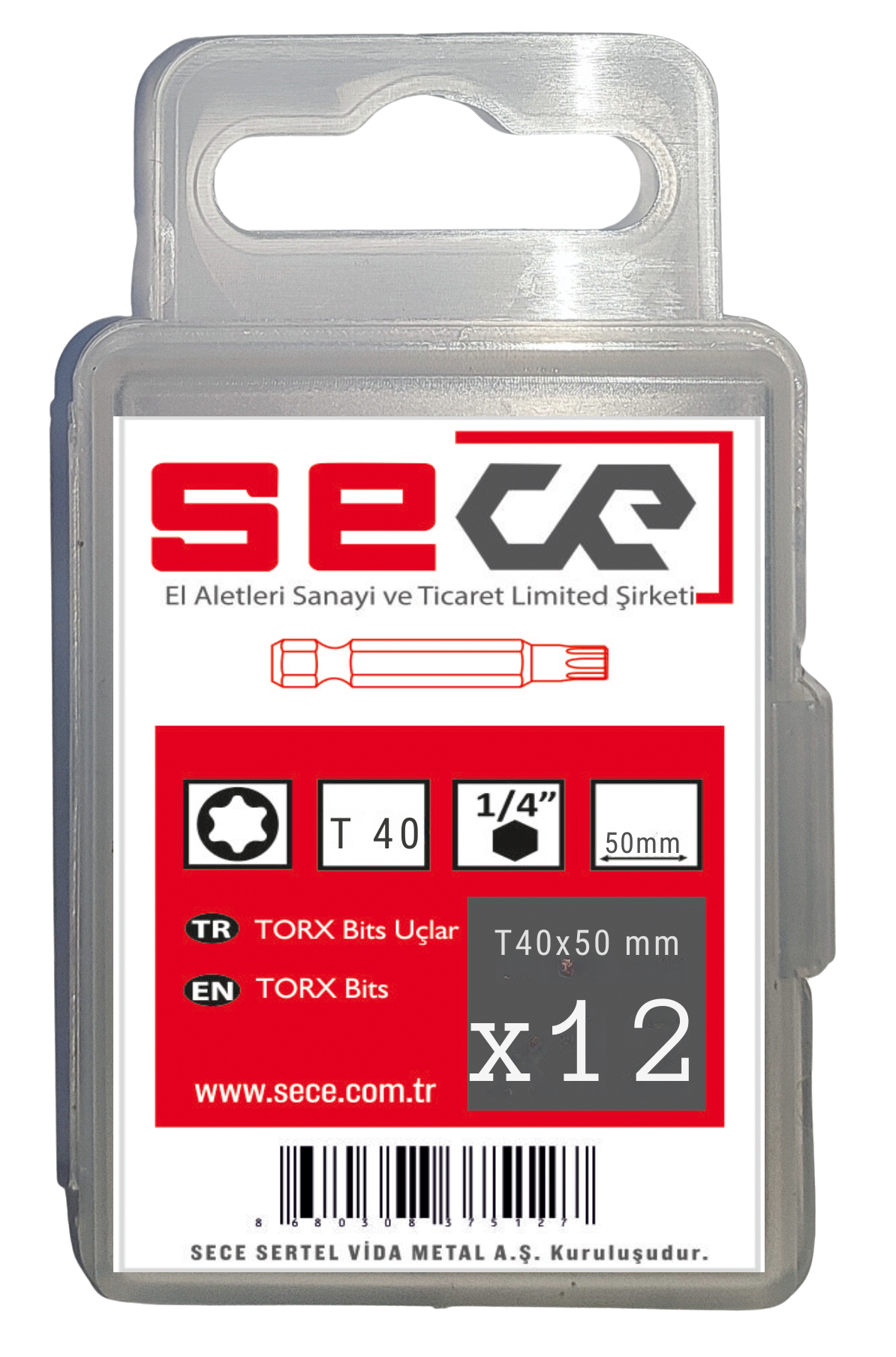 Sece 1/4'' Torx Bits Uç T40X50 Mm 12 Adet