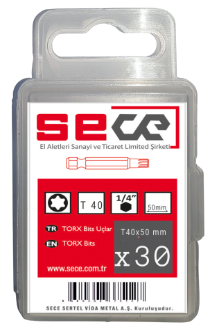 Sece 1/4'' Torx Bits Uç T40X50 Mm 30 Adet