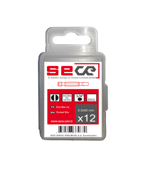 Sece 1/4'' Düz Bits Uç Düz(5,5)X50 Mm 12 Adet