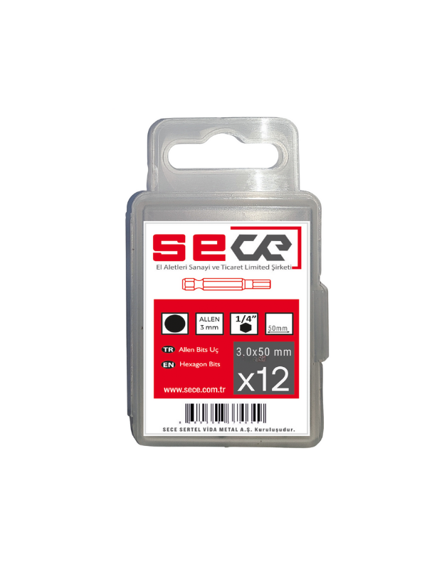 Sece 1/4'' Allen3 Bits Uç Allen3X50 Mm 12 Adet