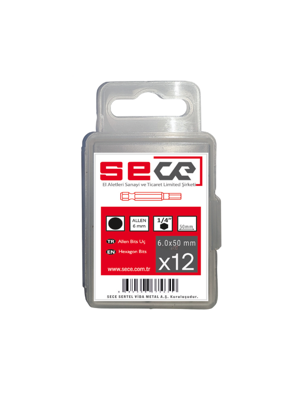 Sece 1/4'' Allen6 Bits Uç Allen6X50 Mm 12 Adet