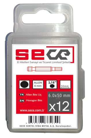 Sece 1/4'' Allen6 Bits Uç Allen6X50 Mm 12 Adet