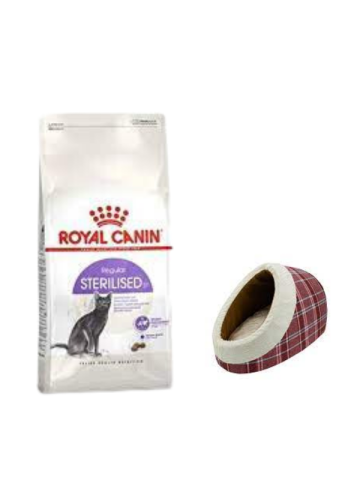 Royal Canin Sterilised 37 Kısırlaştırılmış Kuru Kedi Maması 10 Kg, Mia Alaska Ekose Kırmızı Yatak