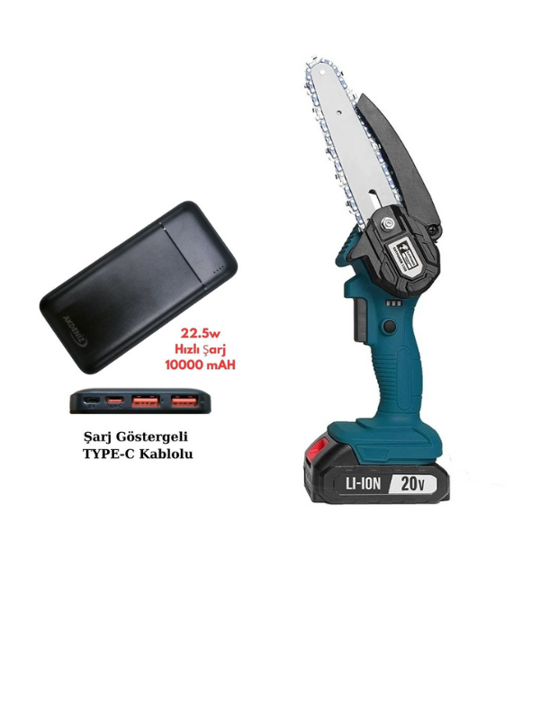 Catpower 1330 Çift Akülü Dal Budama Makinesi 15 Cm - CAT1330+Akdeniz Taşınabilir Şarj Cihazı (Model: S125Q)