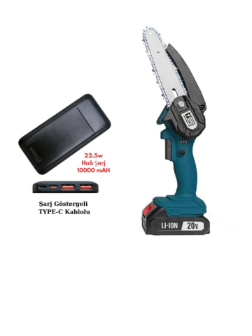 Catpower 1330 Çift Akülü Dal Budama Makinesi 15 Cm - CAT1330+Akdeniz Taşınabilir Şarj Cihazı (Model: S125Q)