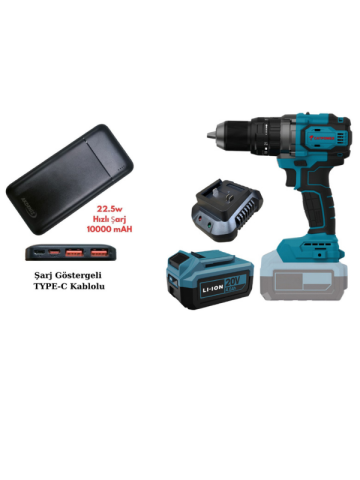 Catpower 4212 Akülü Darbeli Vidalama Li-ion 70 Nm Kömürsüz Motor 13 Mm 4.0 Ah Akü+Akdeniz Taşınabilir Şarj Cihazı (Model: S125Q)