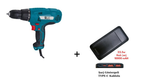 Catpower 5321 Darbesiz Torklu Matkap 10Mm - CAT5321 + Akdeniz Taşınabilir Şarj Cihazı (Model: S125Q)