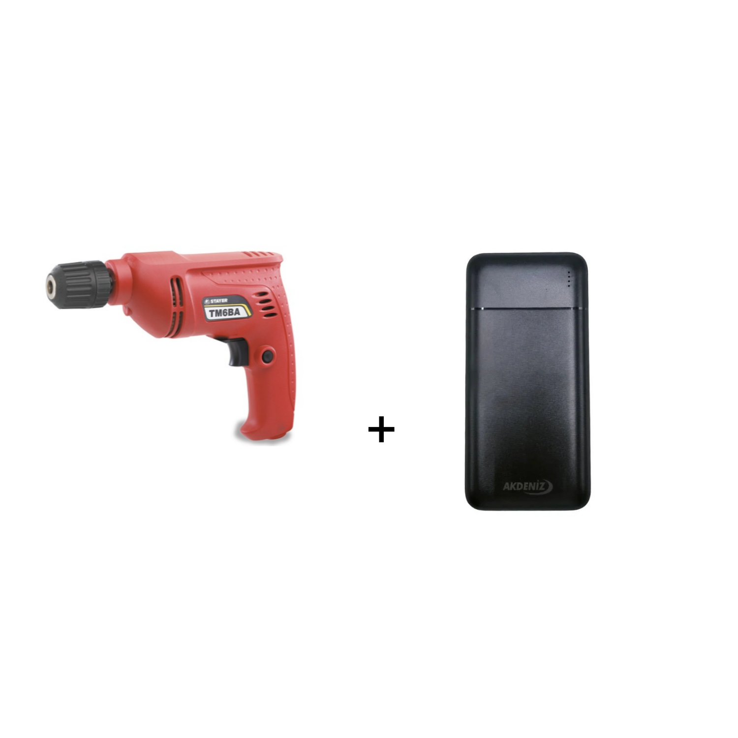 Stayer TM6BA 400 W Darbesiz Matkap 6 MM Kırmızı  + Akdeniz Taşınabilir Şarj Cihazı (Model: S125Q)