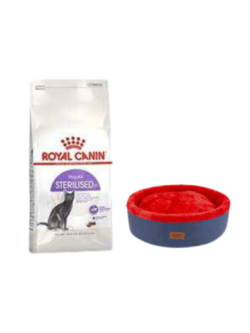 Royal Canin Sterilised 37 Kısırlaştırılmış Kuru Kedi Maması 2 Kg, Lacivert Mia Donut Yatak