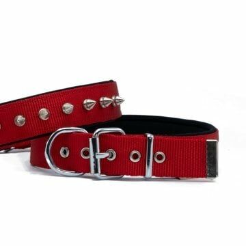 Doggie Konfor Dokuma Çivili Boyun Tasması Kırmızı 3X47-55Cm