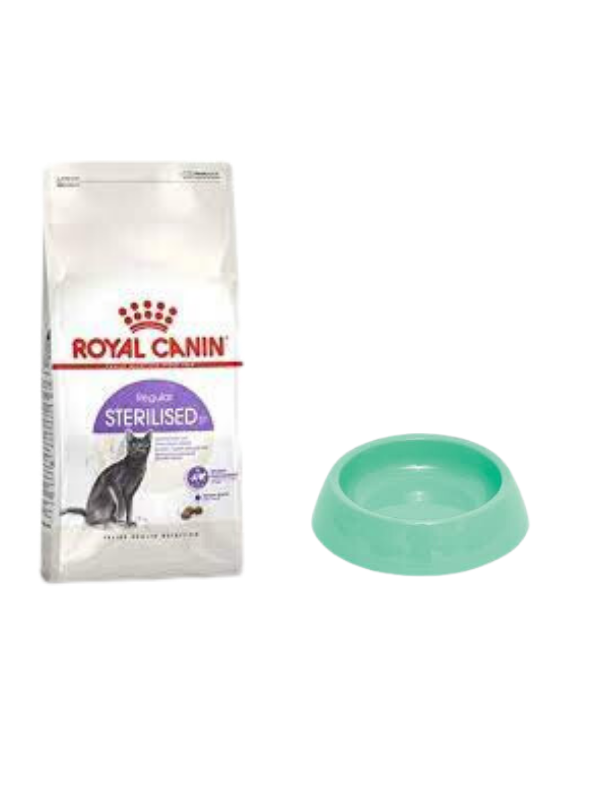 Royal Canin Sterilised 37 Kısırlaştırılmış Kuru Kedi Maması 2 Kg, Yuvarlak Su ve Mama Kabı