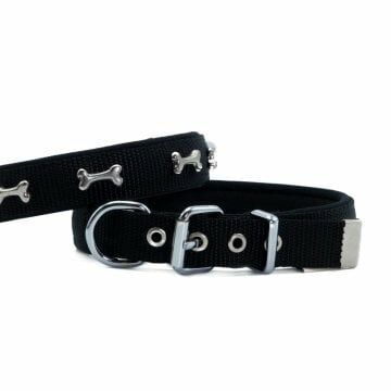 Doggie Konfor Dokuma Kemikli  Boyun Tasması Siyah 2X30-35Cm