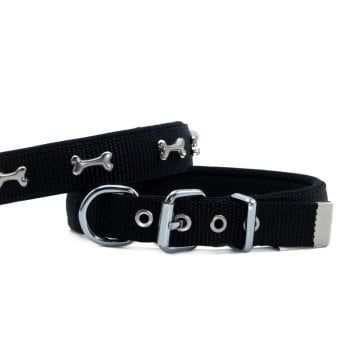 Doggie Konfor Dokuma Kemikli  Boyun Tasması Siyah 2X35-40Cm