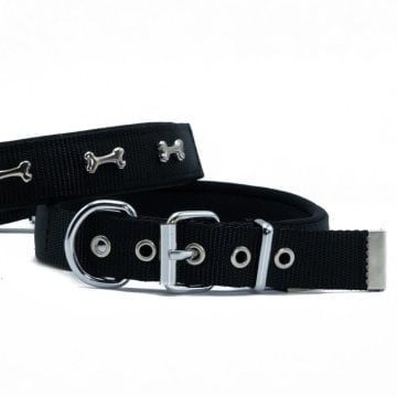 Doggie Konfor Dokuma Kemikli  Boyun Tasması Siyah 2,5X37-45Cm