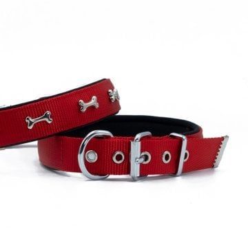 Doggie Konfor Dokuma Kemikli  Boyun Tasması Kırmızı 2,5X37-45Cm