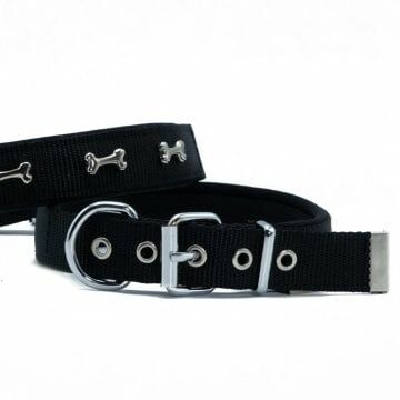 Doggie Konfor Dokuma Kemikli  Boyun Tasması Siyah 2,5X42-50Cm