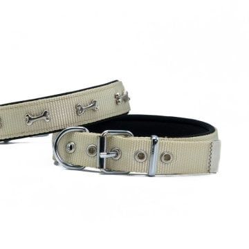 Doggie Konfor Dokuma Kemikli  Boyun Tasması Haki 2,5X42-50Cm
