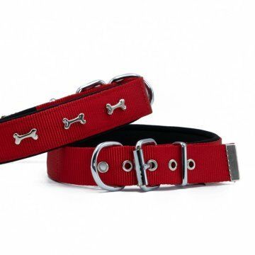 Doggie Konfor Dokuma Kemikli  Boyun Tasması Kırmızı 3X47-55Cm