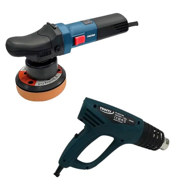 Proter Pl 125 Xp 125 mm Orbital/eksantrik Polisaj Makinası+Akdeniz Trusty Sıcak Hava Tabancası 2000 Watt PLD2190