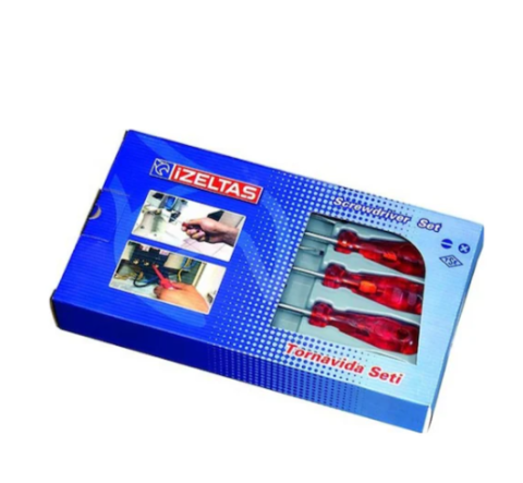 İzeltaş 4100 00 8108 Kraft Seri Düz Uçlu Tornavida Seti 8 Parça