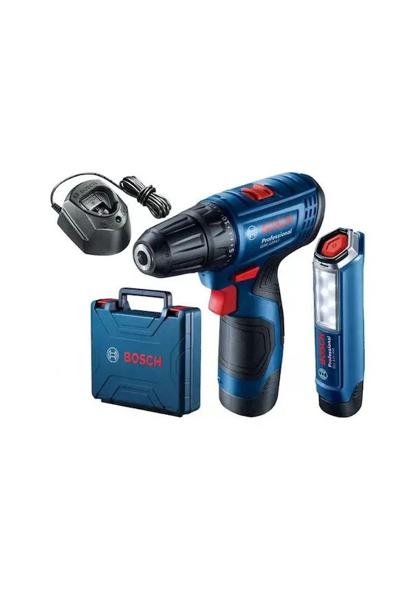 Bosch Professional GSR 120-LI 2 Ah Çift Akülü Vidalama ve GLI 12V-300 Lamba - 06019G8004