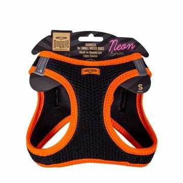 Doggie Havalı Dokuma Neon Serisi Küçük Irk Göğüs Tasması Turuncu Xs-30-34Cm