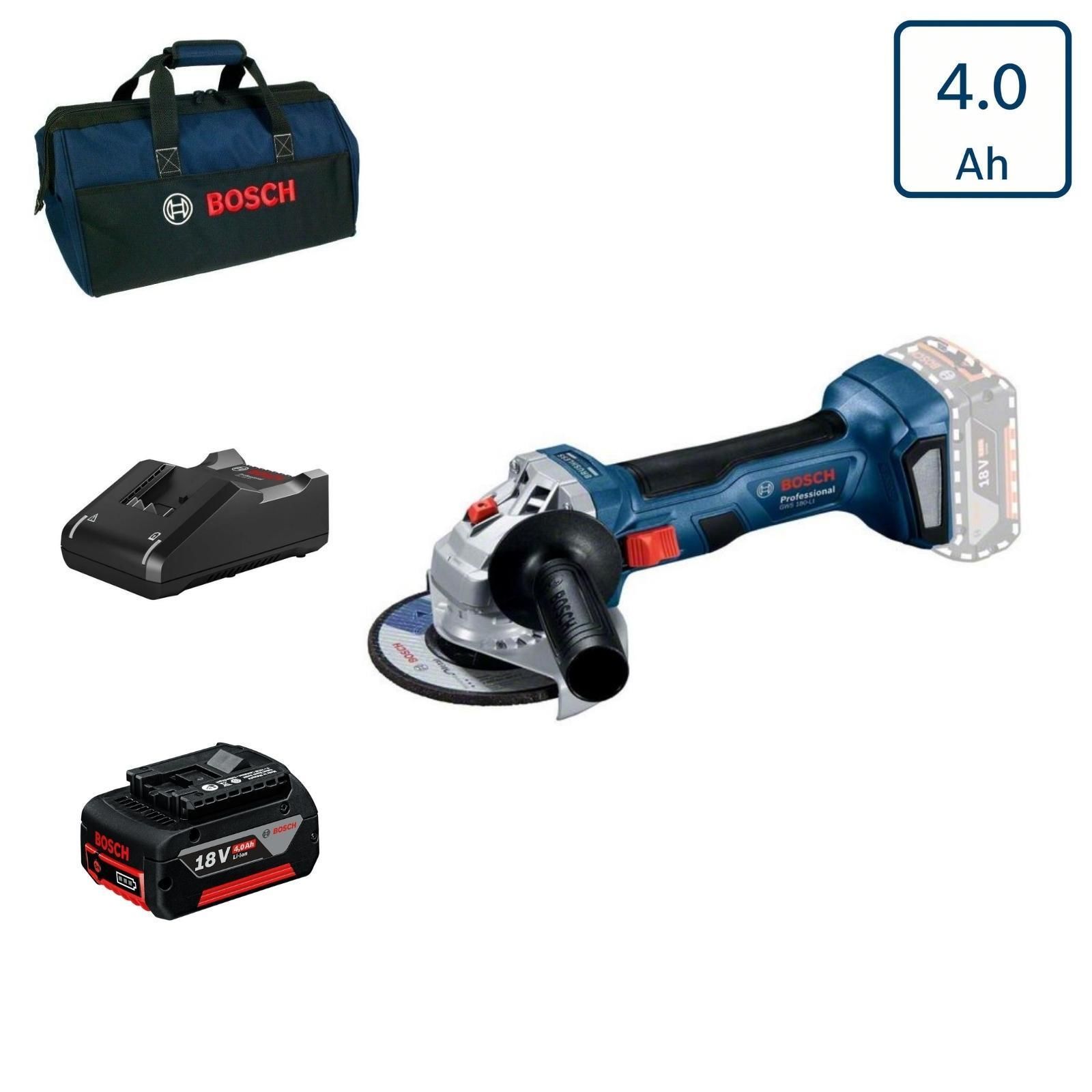 Bosch GWS 180-LI Tek Akülü Taşlama 4 Amper 115 mm Bez Çantalı