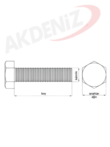 Akdeniz DIN933 M7*25 Mm Siyah Cıvata 2000 Adet