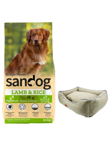 Sandog Premium Lamb&Rice Yetişkin Köpek Maması 15 Kg, Mia Haki Premium Large Yatak