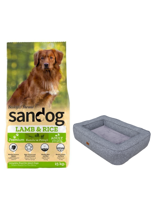 Sandog Premium Lamb&Rice Yetişkin Köpek Maması 15 Kg, Visco Gri Comfort Medium Yatak