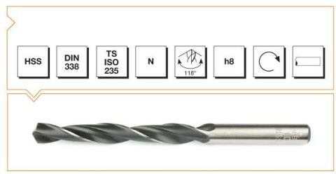 Makina Takım Endüstrisi Mte Hss Dın 338 10,5 Mm Silindirik Saplı Kısa Haddeli Matkap Ucu