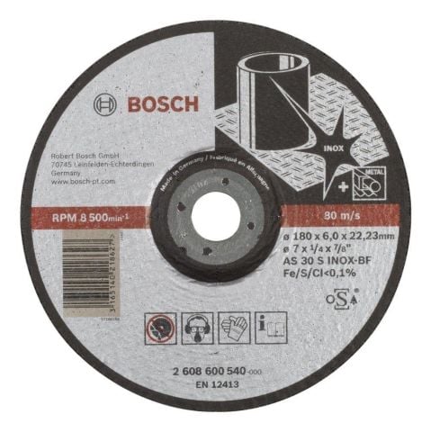 Bosch - Expert Serisi Bombeli Inox (Paslanmaz Çelik) Taşlama Diski (Taş) 180*6,0 mm