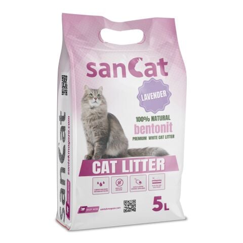 Sancat Lavanta Kokulu Premium Beyaz Kedi Kumu 5 Lt.